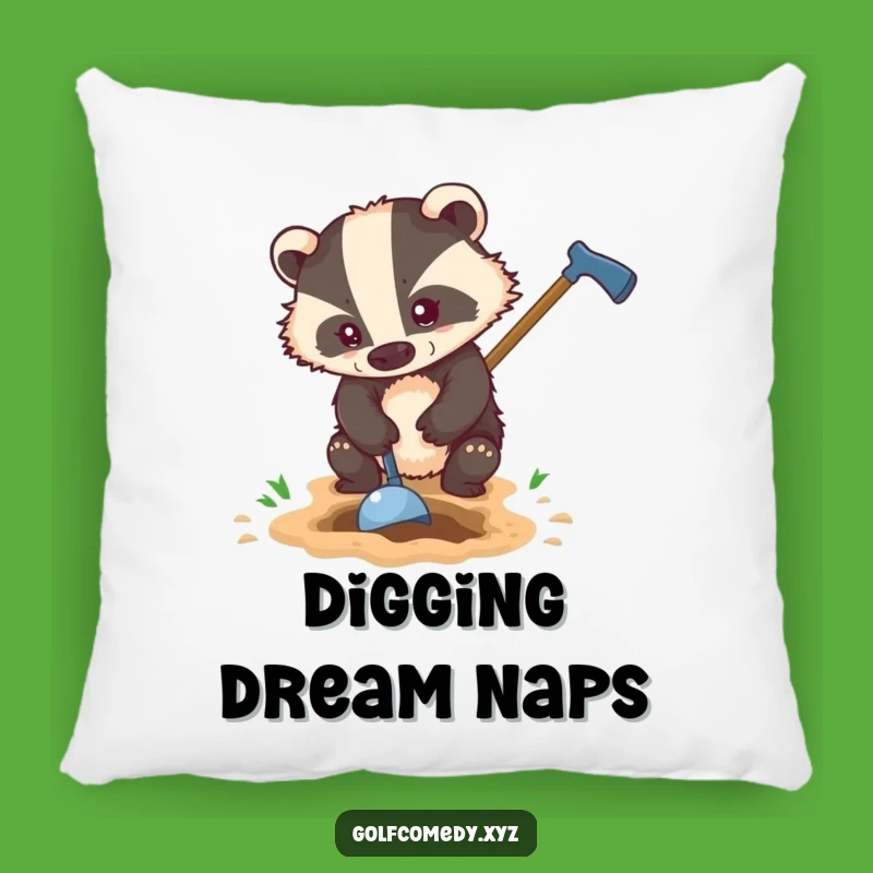Comfy Funny Badger Golf Pillow - Soft & Gritty Golfer Accent Gift
