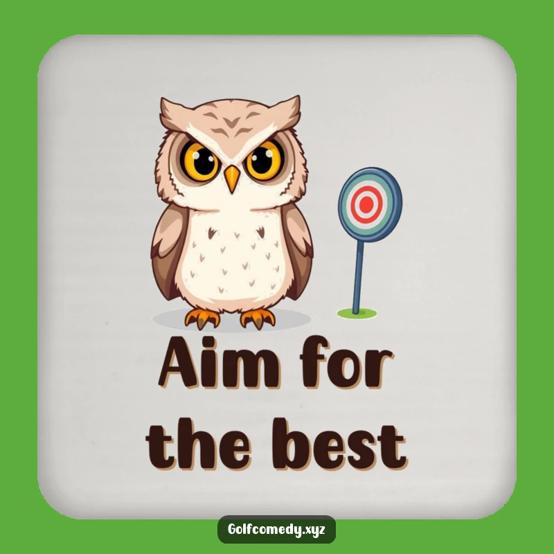 Funny Owl Drink Coaster: Confident Golfer, Protects Surfaces, Unique Funny Gift