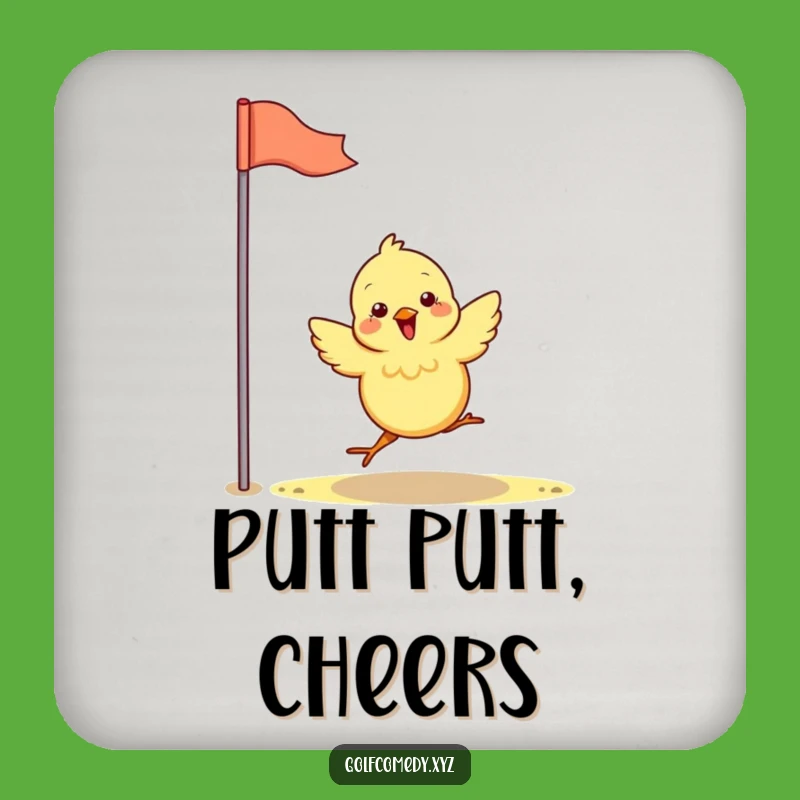 Funny Chick Golf Coaster Set - Protect Surfaces with Hilarious Birdie Charm