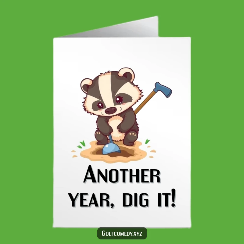 Free Printable Birthday Card: Funny Badger Golfing! Your Perfect Downloadable Gift